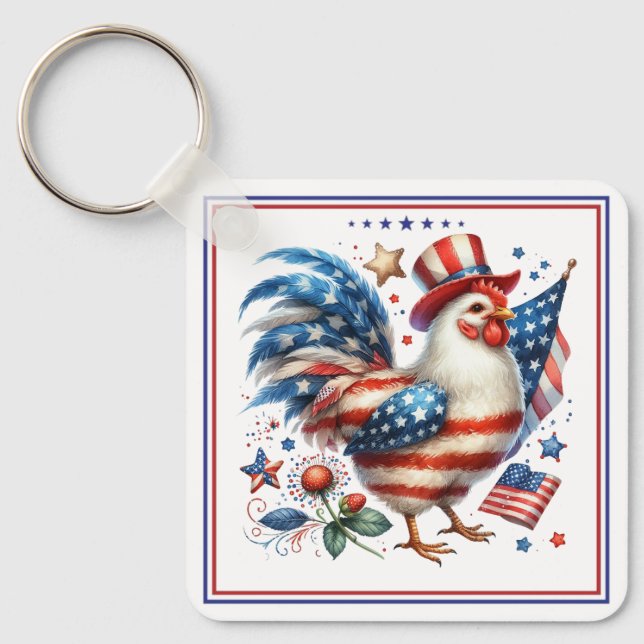 Llavero 4 de julio Pollo Clipart-61531 (Anverso)