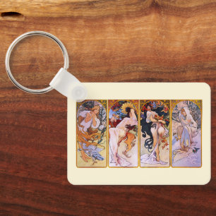 Llavero 4 Estaciones de Alphonse Mucha, Arte Antiguo Moder