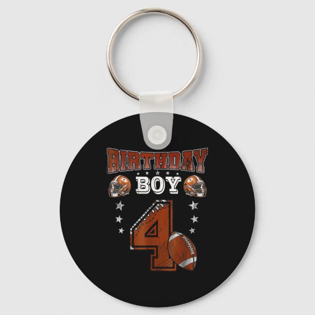 Llavero 4th Birthday Boy Football Lover Theme 4 Years Old  (Anverso)