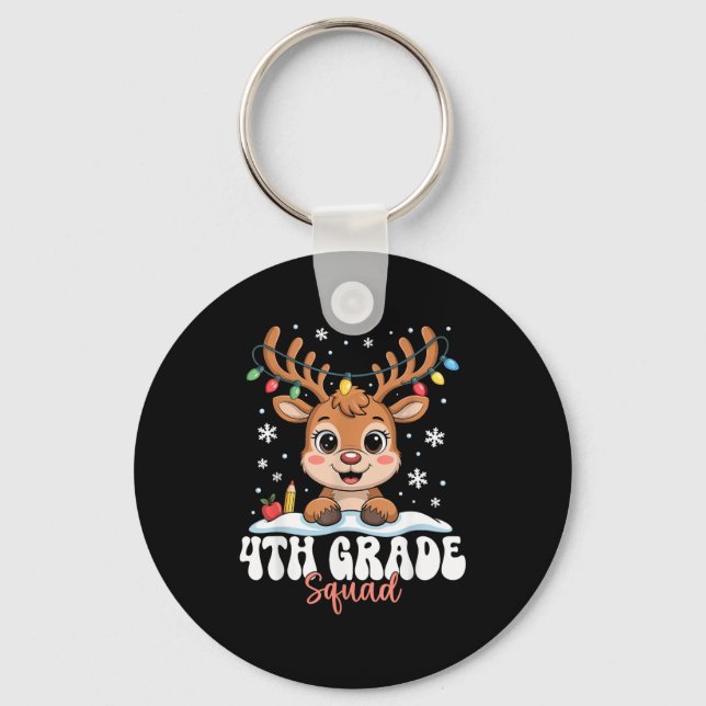 Llavero 4th Grade Squad Reindeer Christmas Lights Cute Win (Anverso)