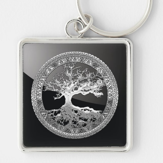 Llavero [500] Árbol celta de vida [Plata] (Frente)