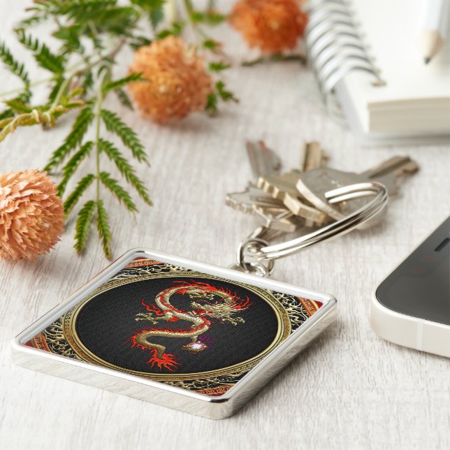 Llavero [500] Dragón chino de oro Fucanglong (Lado)