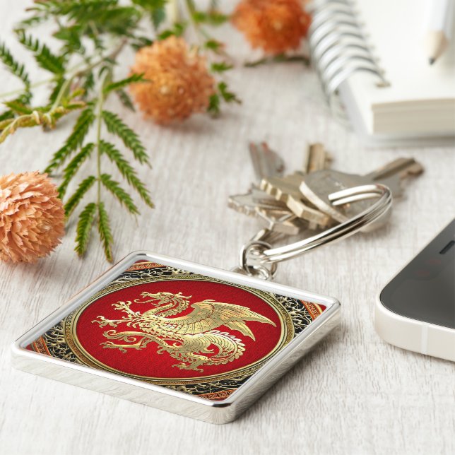 Llavero [500] Dragón islandés, Landvttir [Gold] (Lado)