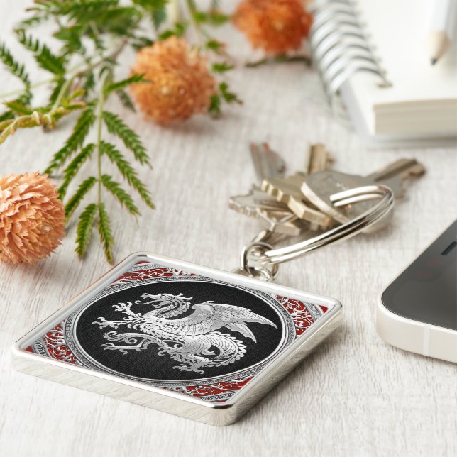 Llavero [500] Dragón islandés, Landvttir [Silver] (Lado)