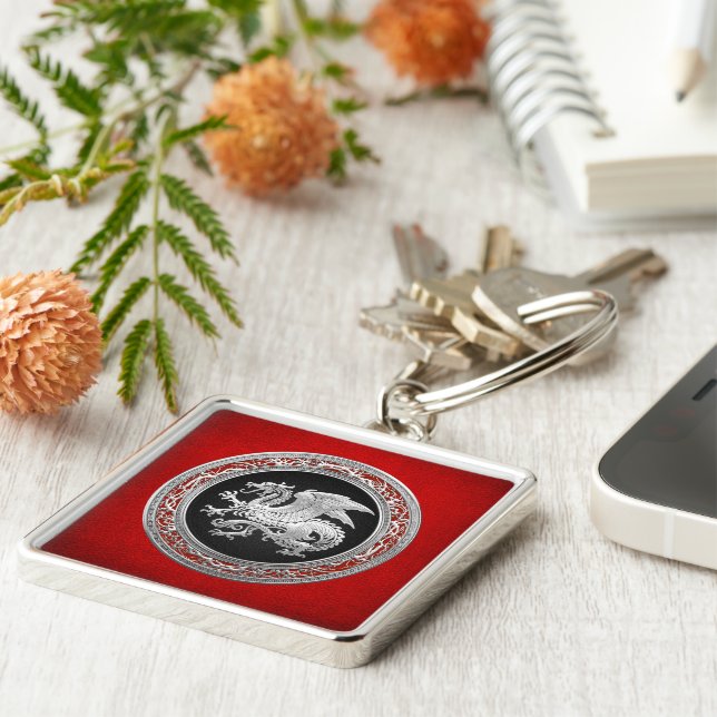 Llavero [500] Dragón islandés, Landvttir [Silver] (Lado)