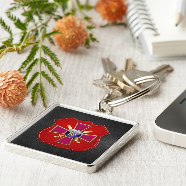 Llavero [500] Emblema de las fuerzas terrestres ucranianas (Lado)