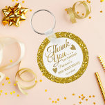 Llavero 50.ª fiesta de cumpleaños favorece al Purpurina de<br><div class="desc">50 cumpleaños gracias a favor de la cadena de llaves de regalo en marco elegante de purpurina de oro y tipografía de oro .</div>