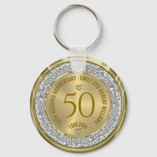 Llavero 50.º Aniversario del Oro Diamantes Blancos