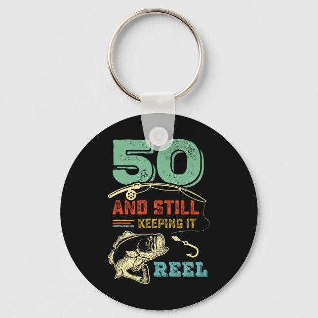 Llavero 50.º cumpleaños pescando 50 hombres pescadores Pu (Anverso)