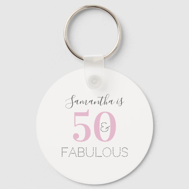 Llavero 50.º cumpleaños Rosa 50 y fabulosos favoritos de f (Anverso)