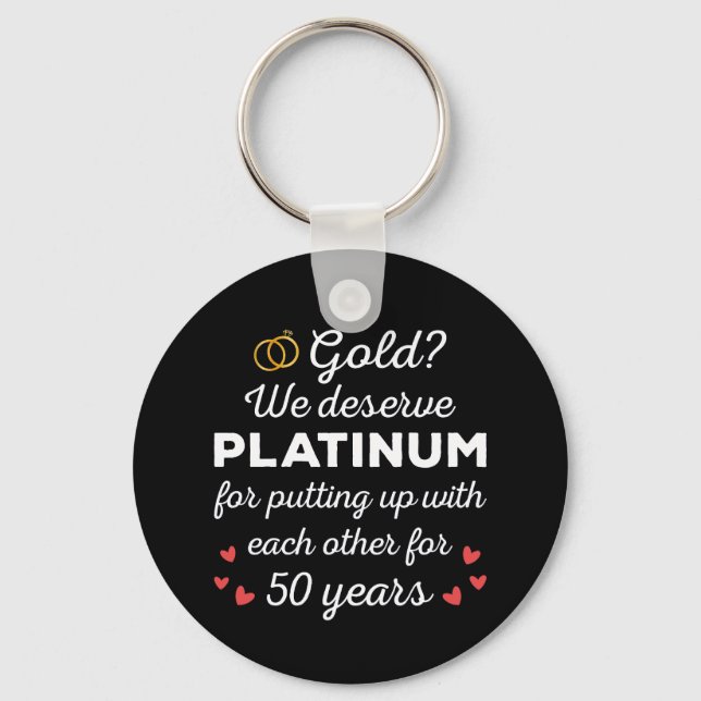 Llavero 50° Aniversario Boda I - Pareja divertida de oro (Anverso)