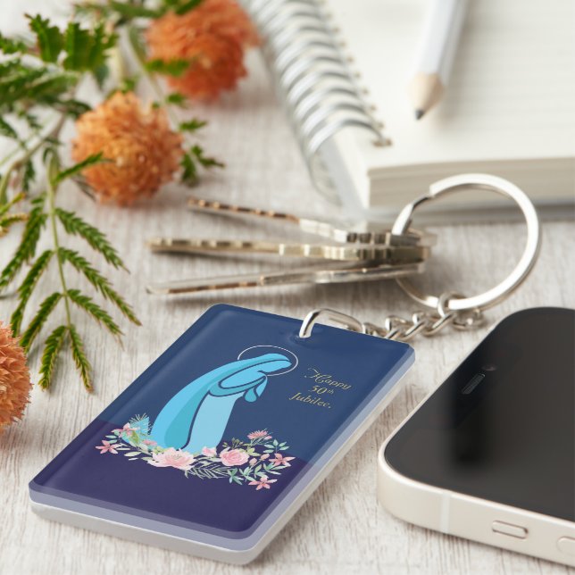 Llavero 50° aniversario de la vida religiosa de una flor r (Frente Derecha)