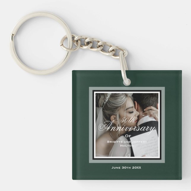 Llavero 50° aniversario del personalizable verde esmeralda (Frente)