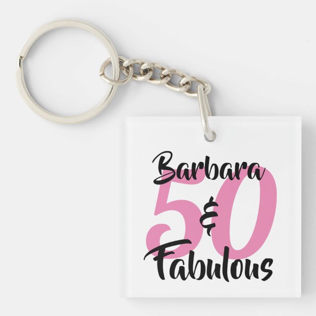 Llavero 50 y fabulosa fiesta de cumpleaños personalizada (Frente)