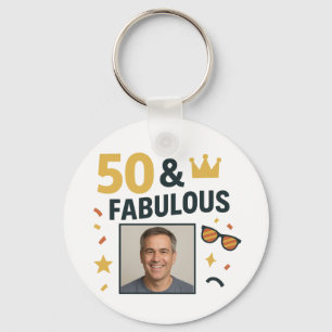 Llavero 50 y fabulosa foto Personalizado Cumpleaños