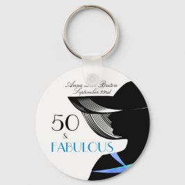 Llavero 50 y fabuloso Art Deco Elegante 50 cumpleaños