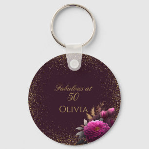 Llavero 50 y fabuloso cumpleaños del Purpurina Gold Magent