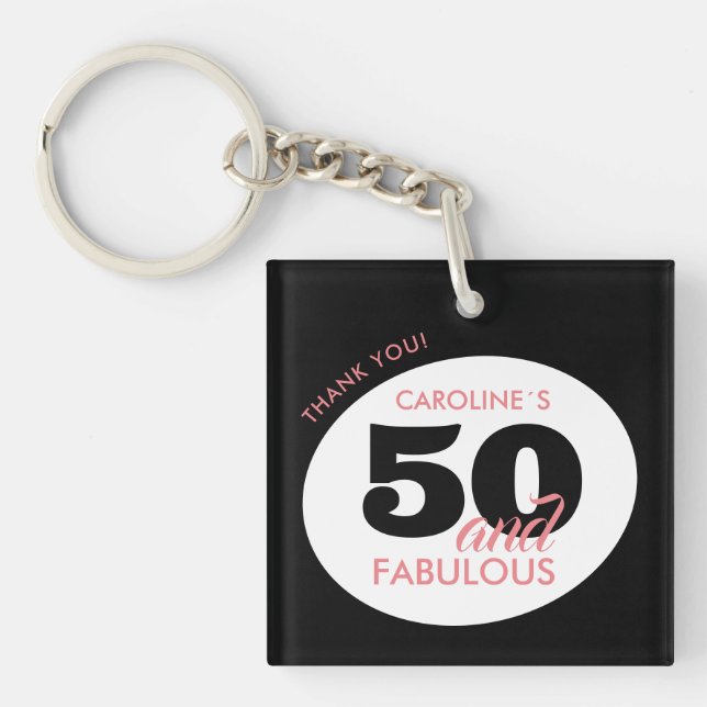 Llavero 50 y fabuloso favor de la fiesta de cumpleaños (Frente)