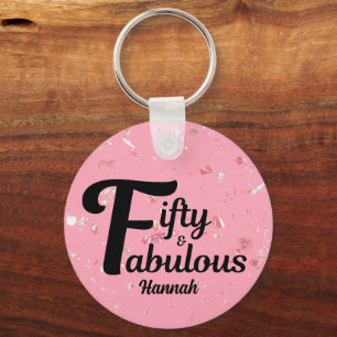 Llavero 50 y fabuloso Happy 50 Birthday Pink Accent