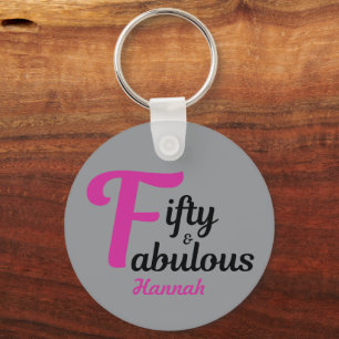 Llavero 50 y fabuloso Happy 50 Birthday Pink Accent