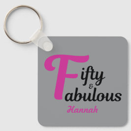 Llavero 50 y fabuloso Happy 50 Birthday Pink Accent