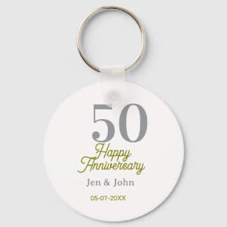 Llavero 50th happy anniversary name date silver gold date 