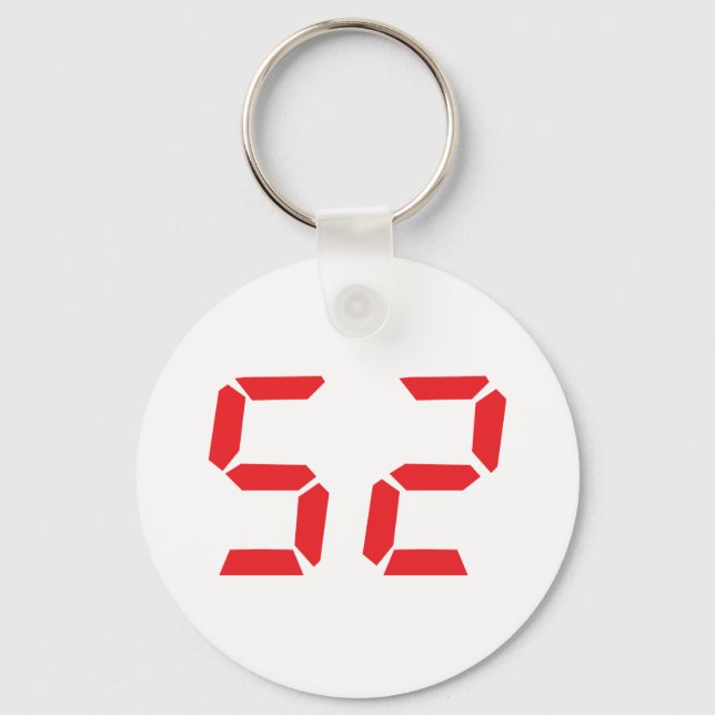 Llavero 52 fifty-two red alarm clock digital number (Anverso)