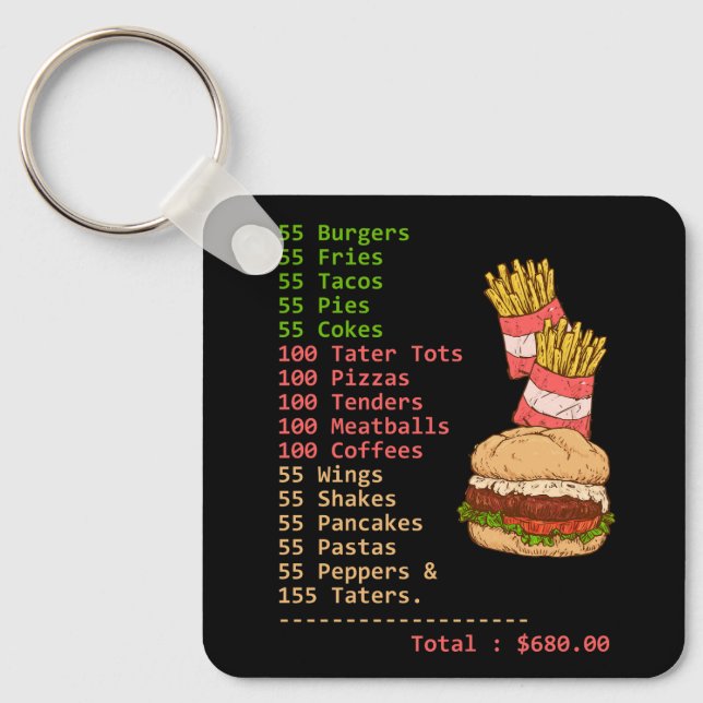 Llavero 55 hamburguesas 55 Fries Creo Que Deberías Dejarte (Anverso)