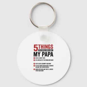 Llavero 5 cosas sobre mi papá divertido diseño de camiseta