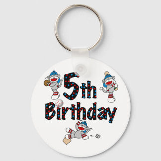 Llavero 5to Cumpleaños del béisbol del mono del calcetín