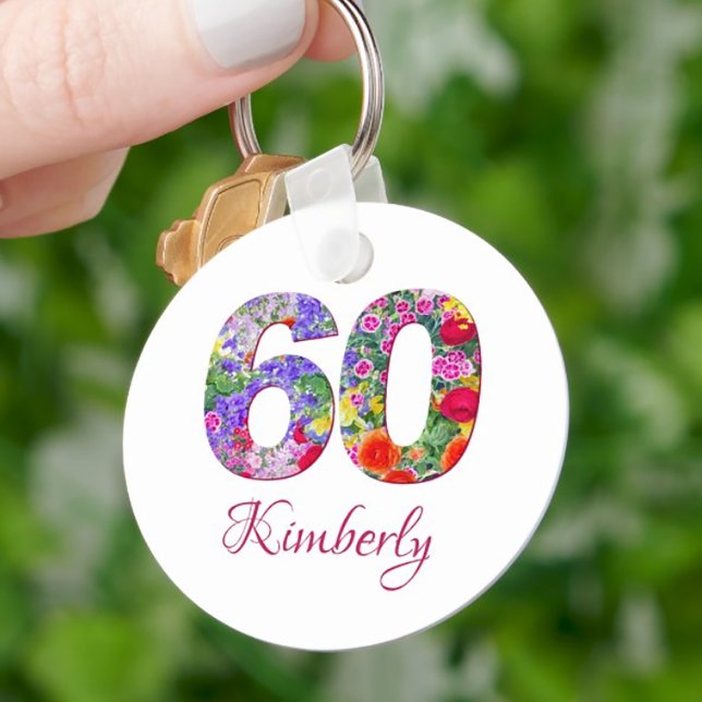 Llavero 60.º cumpleaños elegante floral floral keychain (Subido por el creador)