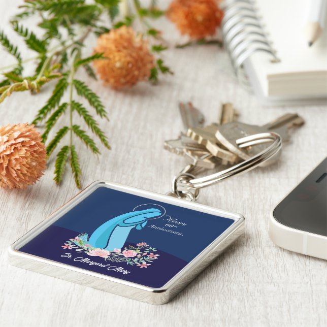 Llavero 60° Aniversario de la flor rosa monja de la vida r (Lado)