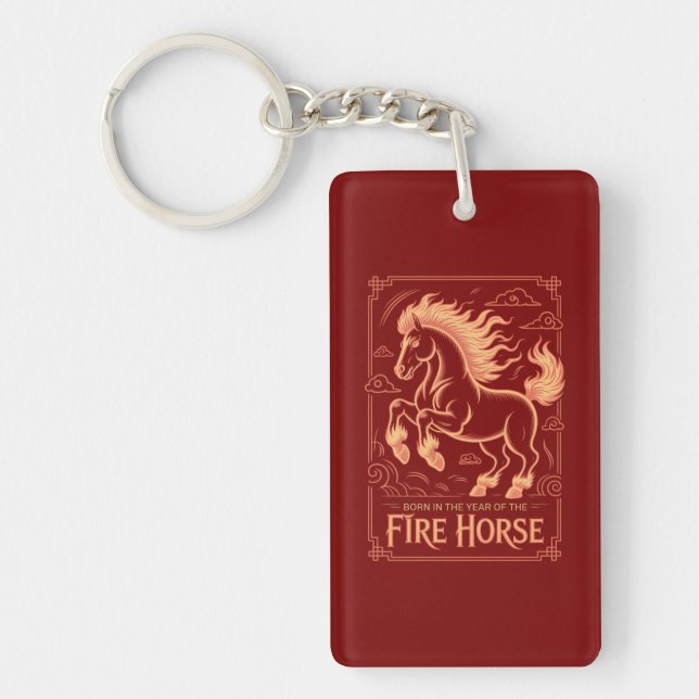 Llavero 60th Birthday Fire Horse Chinese Zodiac 2026 Lunar (Frente)