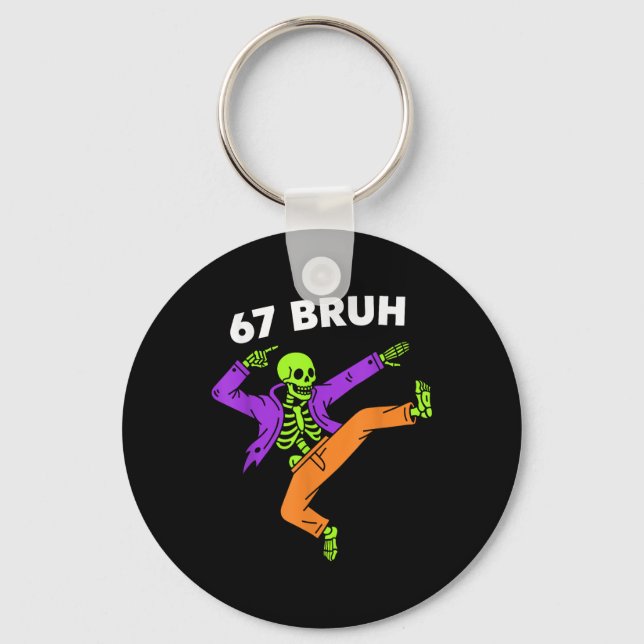 Llavero 67 Bruh Halloween Dabbing Esqueleto Meme 6 7 Númer (Anverso)