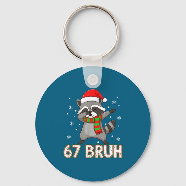 Llavero 67 Bruh Six Seven Meme Raccoon Christmas Kids Boys (Anverso)