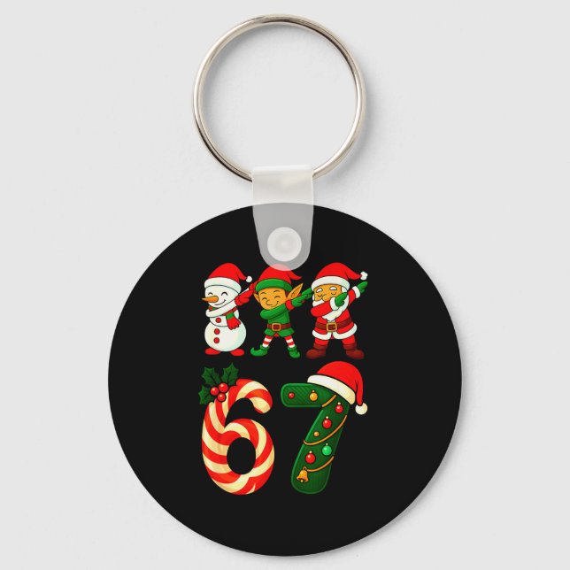 Llavero 67 Christmas Dabbing Santa Elf Snowman Funny Six S (Anverso)