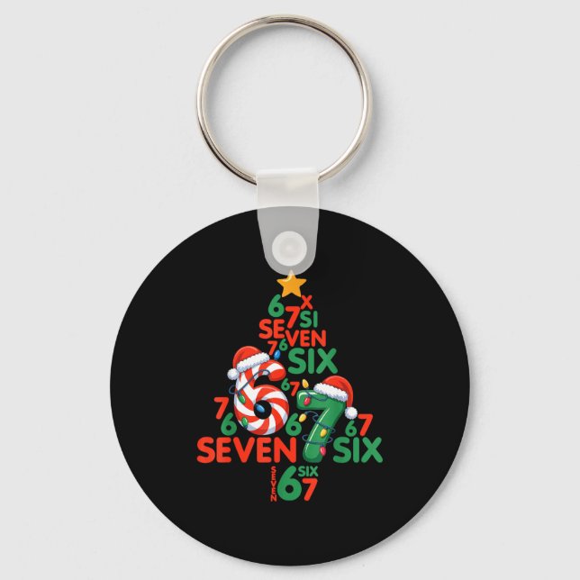 Llavero 67 Christmas Tree Candy Cane Holiday Six Seven Mem (Anverso)