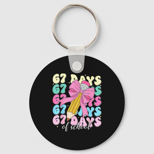 Llavero 67 Days Of School Coquette Bow Pencil Teacher Cute (Anverso)