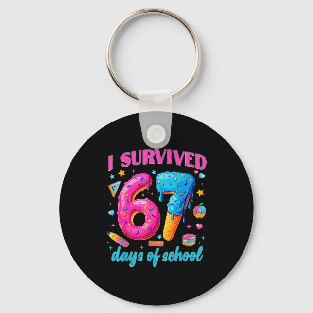 Llavero 67 Days Of School I Survived Teachers Students 100 (Anverso)