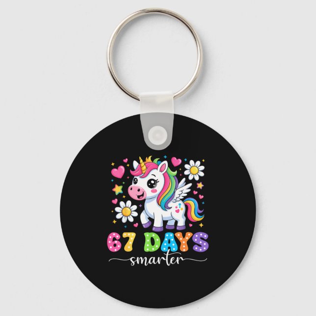Llavero 67 Days Smarter Unicorn Girl Kid Teacher 67th Day  (Anverso)