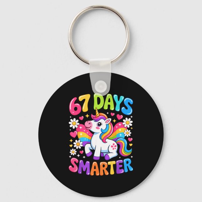 Llavero 67 Days Smarter Unicorn Rainbow 67th Day Of School (Anverso)