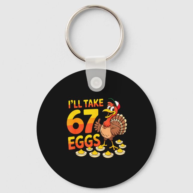 Llavero 67 Deviled Eggs Lovers Thanksgiving Turkey 67 Funn (Anverso)
