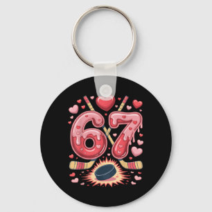 Llavero 67 Diseño de corazón de hockey de San Valentín Hoc