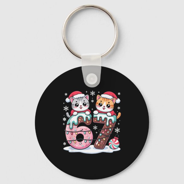 Llavero 67 Funny Meme Kawaii Cats Christmas Ice Cream Drip (Anverso)