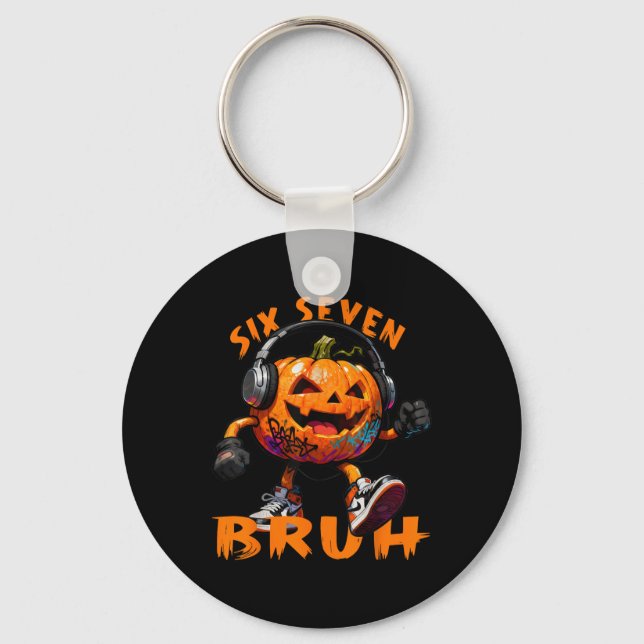 Llavero 67 Halloween Funny Six Seven Meme Brainrot Pumpkin (Anverso)