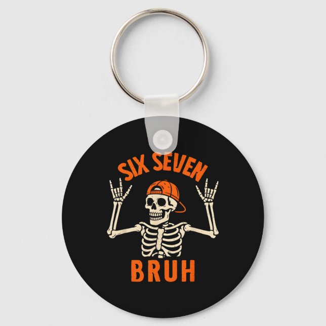 Llavero 67 Meme 6 7 Funny Halloween Skeleton Rock On Six S (Anverso)