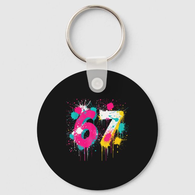 Llavero 67 Meme Drip Spray Paint Six Seven 80s Bright Colo (Anverso)
