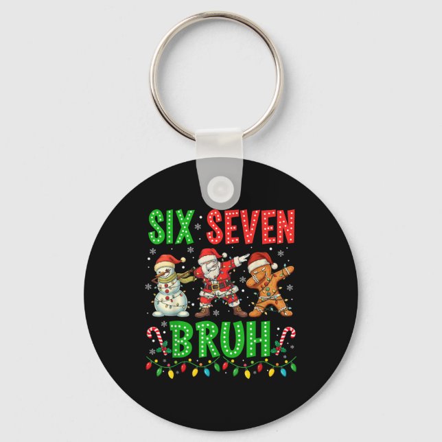 Llavero 67 Meme Seis Siete Bruh Dabbing Santa 6 7 Divertid (Anverso)