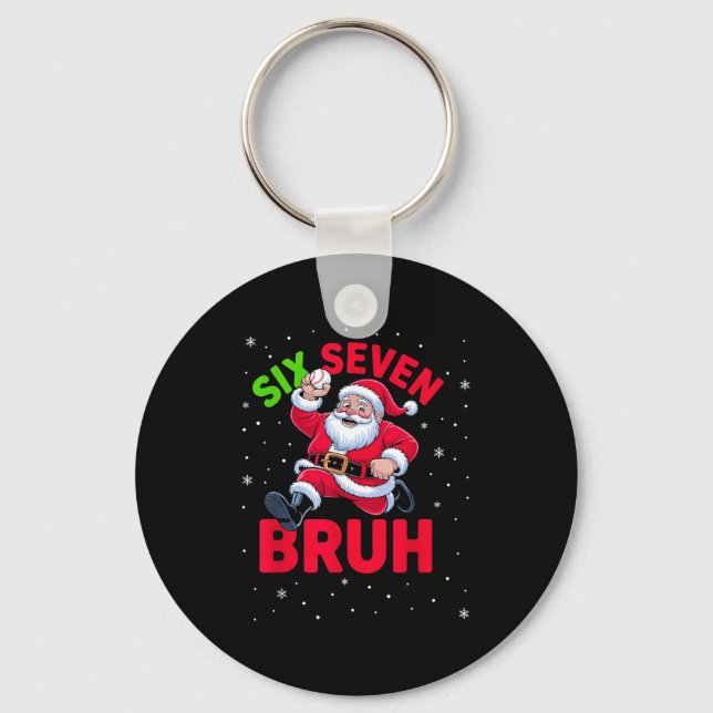 Llavero 67 Meme Six Seven Bruh Santa Baseball Christmas Bo (Anverso)