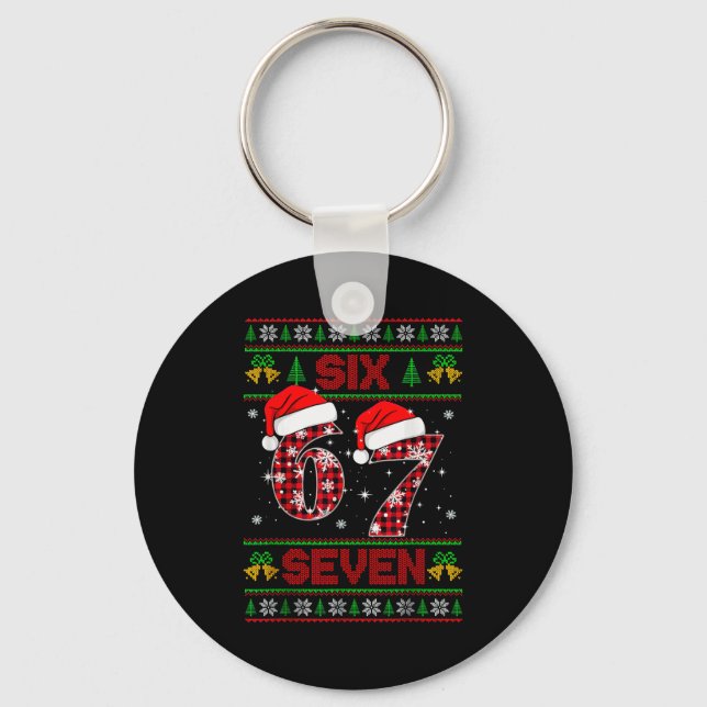 Llavero 67 Meme Six Seven Christmas Ugly Sweater For Kids  (Anverso)